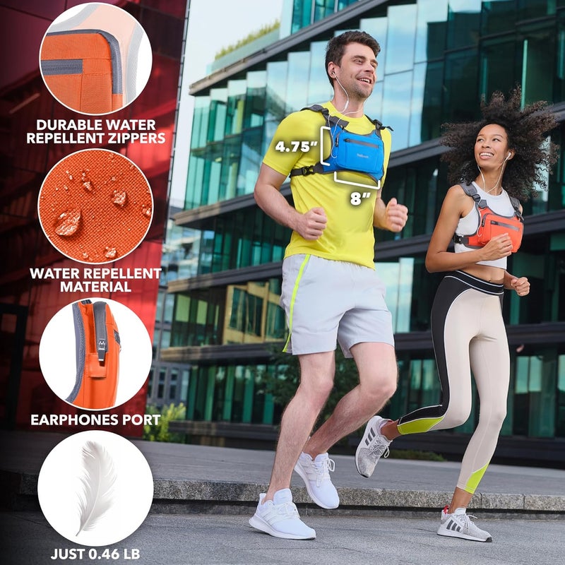 Trailoom Running Chest Pack, Reflective Vest, Water Repellent, Phone Holder, Workout Bag for Runners, Cycling, Biking, EDC Pouch, Jogging Carrier, Hidden Pocket, Men & Women, Lightweight - Image 3